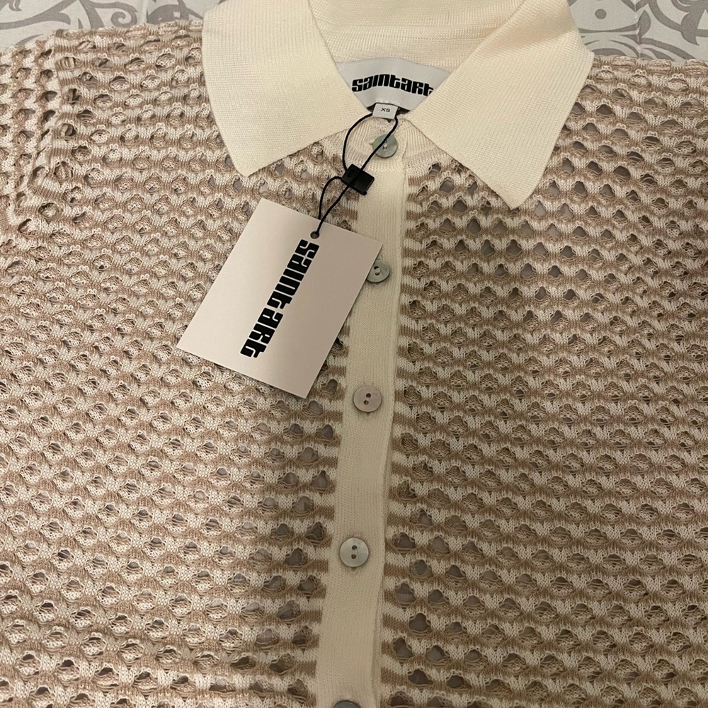 Zara Saintart Cream Knit Polo Top - Picture 4 of 9